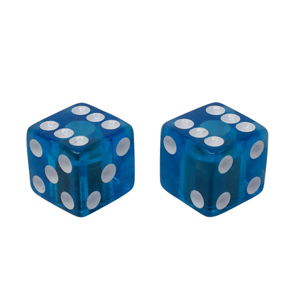 PRO+ DICE VALVE CAPS IN CLEAR BLUE USED FOR SCHRADER VALVE