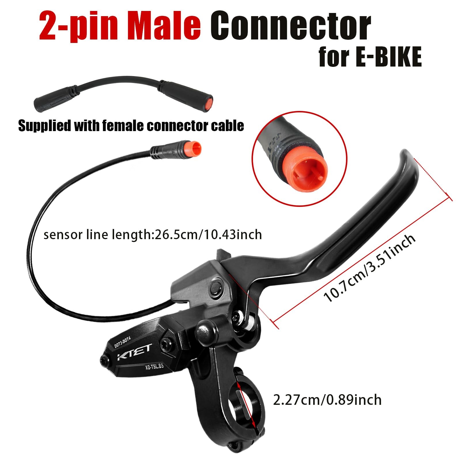 Upgrade Heavy Duty 4 Piston Hydraulic Brakes for Ebike: 2 PIN Waterproof