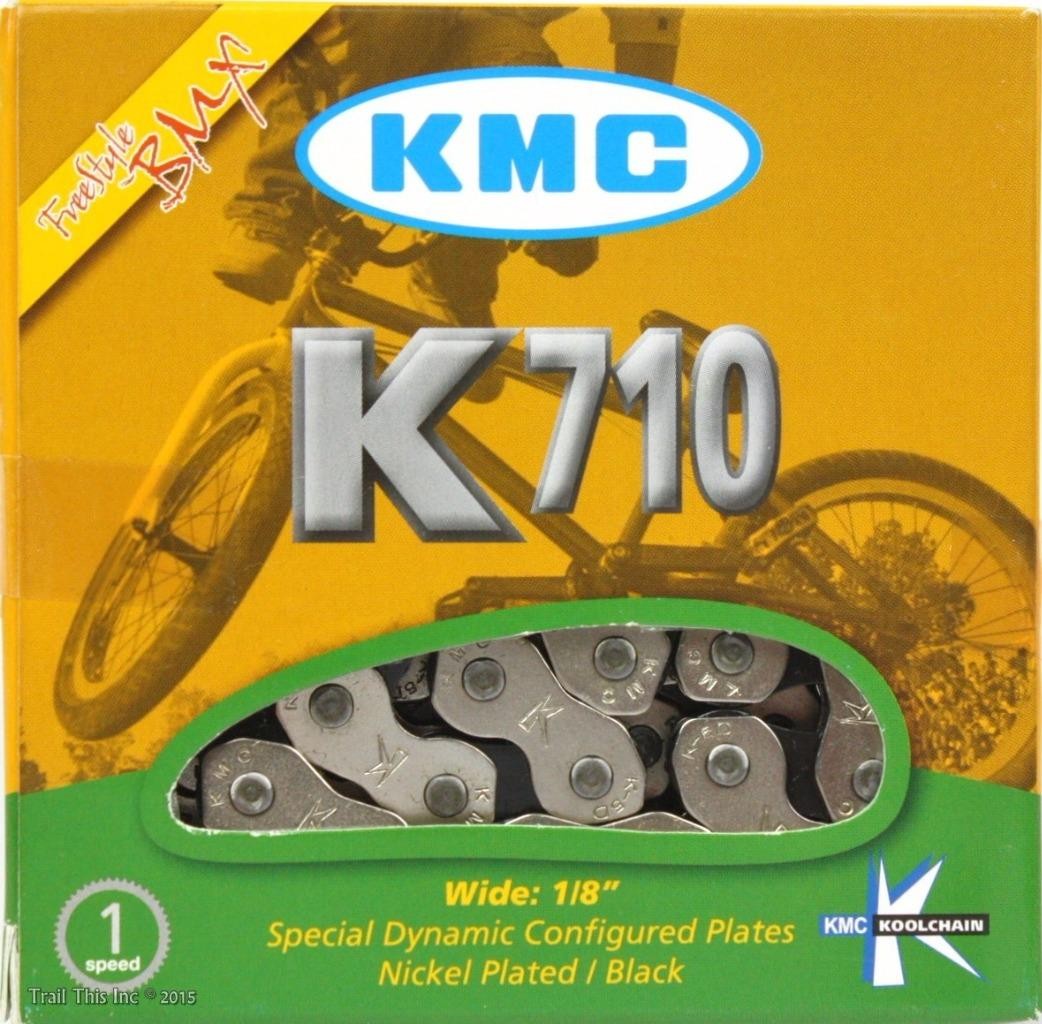 KMC K710 Kool Chain 1/2″ x 1/8″ 9.5mm Freestyle BMX Bike 112L Silver & Black