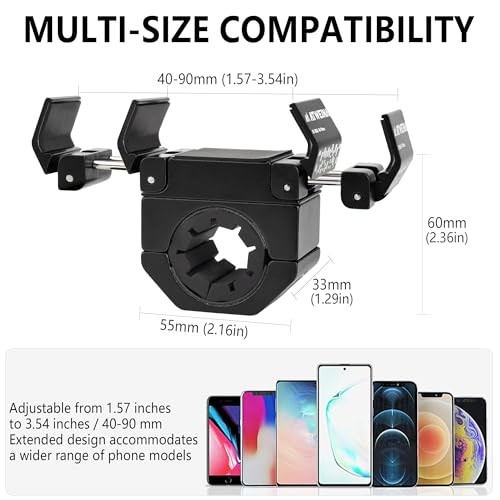 360° Rotate Aluminum Black Bike Handlebar Mount for 4.5-7.1 Phones