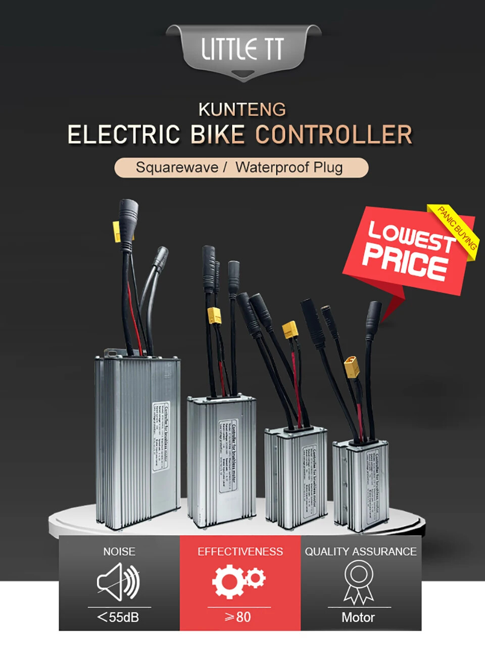 E-bike Controller 36V 48V 15-30A 250W-1000W Ebike Accessories with 1T5 Cable