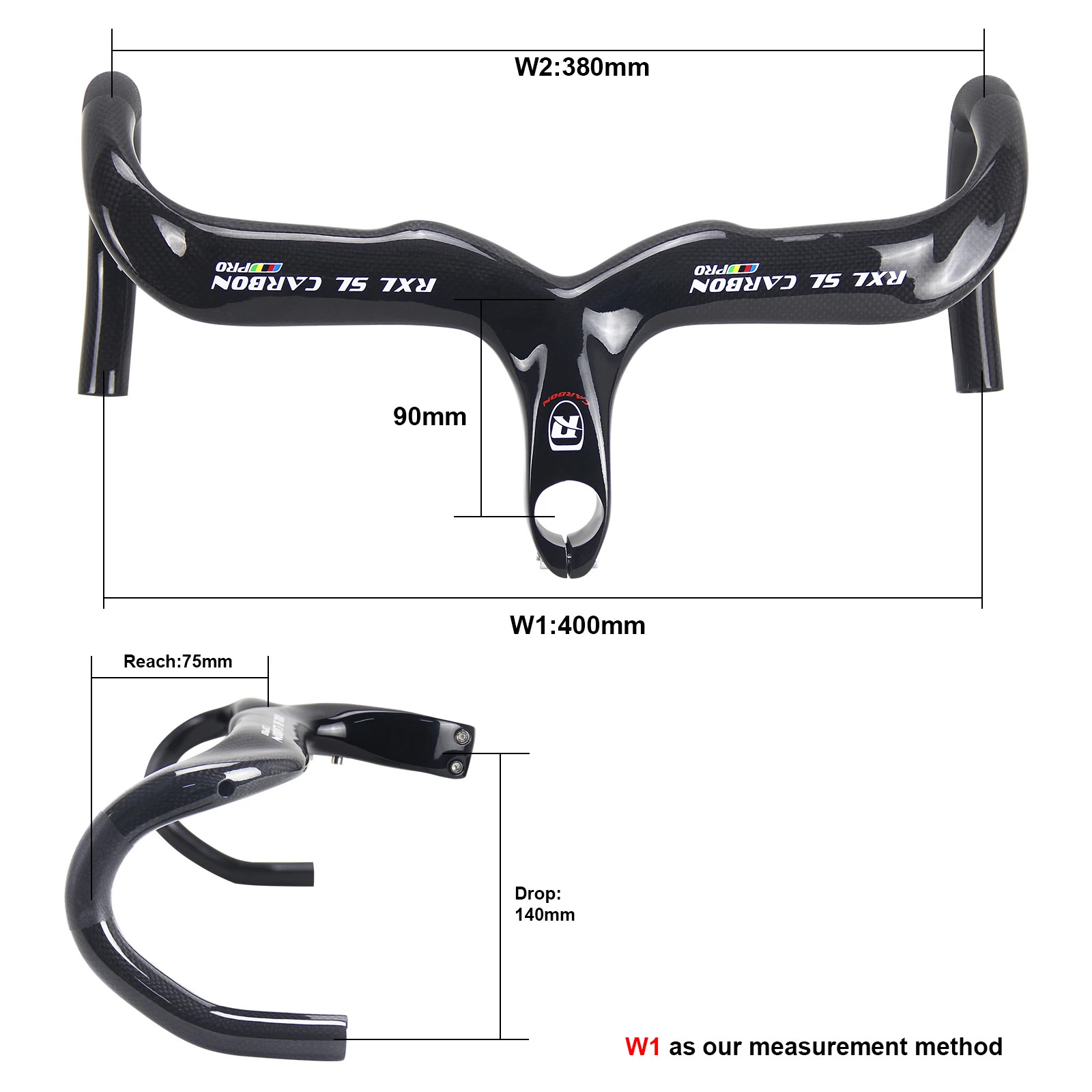 Carbon Road Bicycle Integrated Handlebar Internal Routing Drop Bar 400/420/440mm