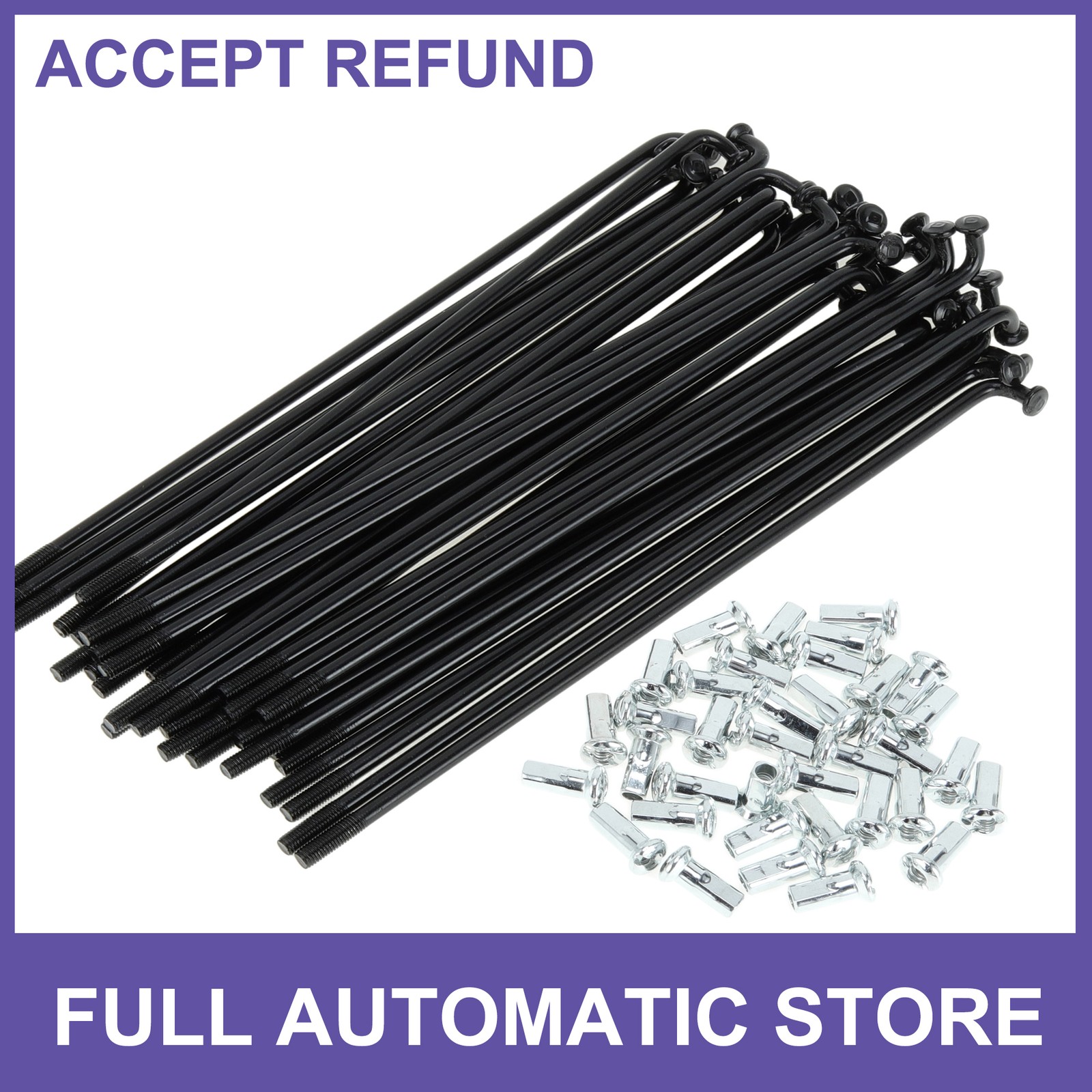 1 Set 12G 127mm Length Bicycle Spokes Nipple Black