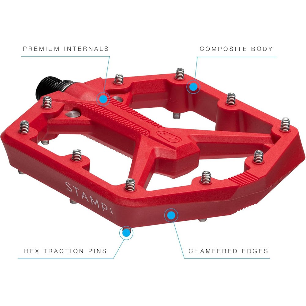 Crank Brothers Stamp 1 Gen 2 Composite Platform Pedals Large Red