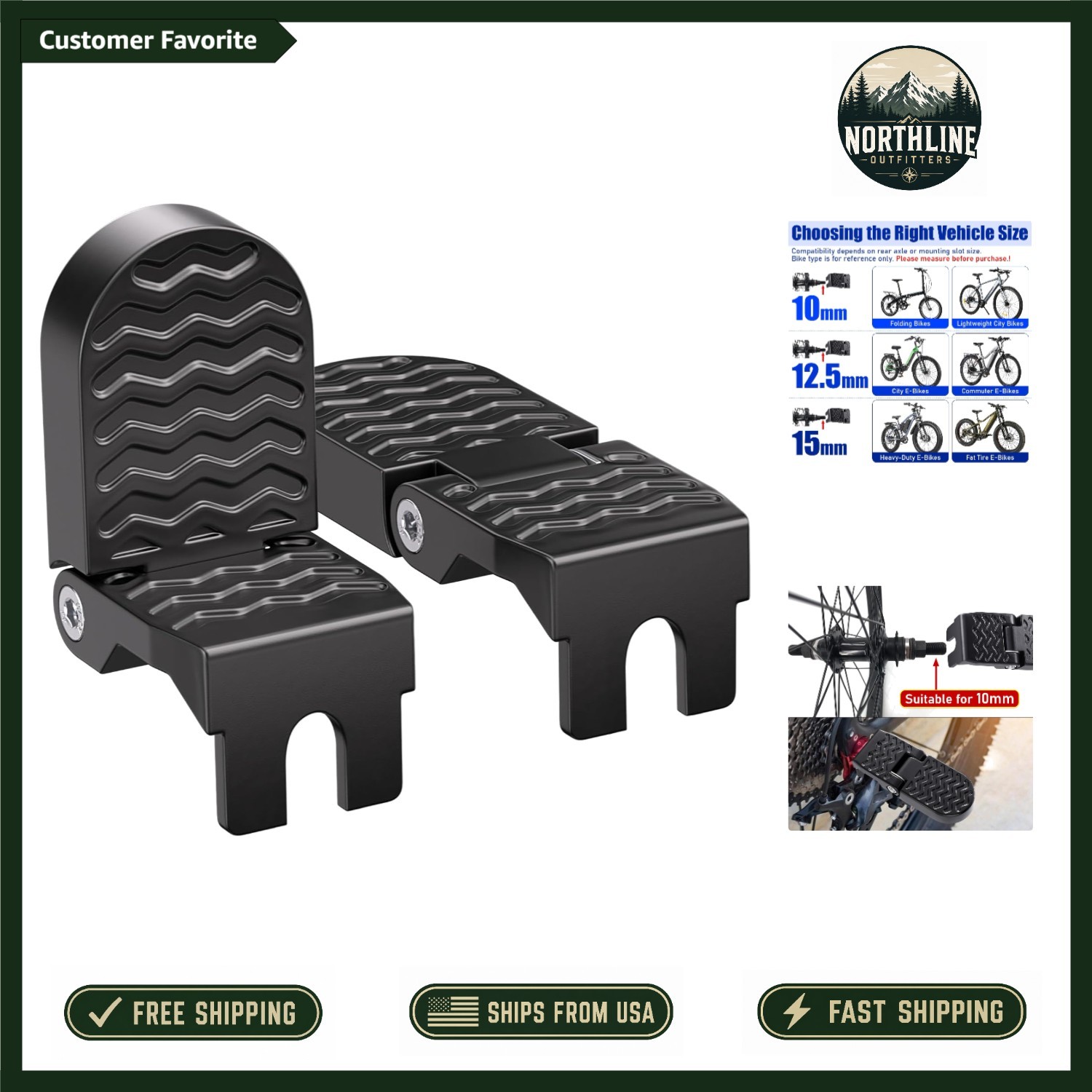 2PCS Aluminium Non-Slip Bike Foot Pegs for Enhanced Passenger Comfort and Safety
