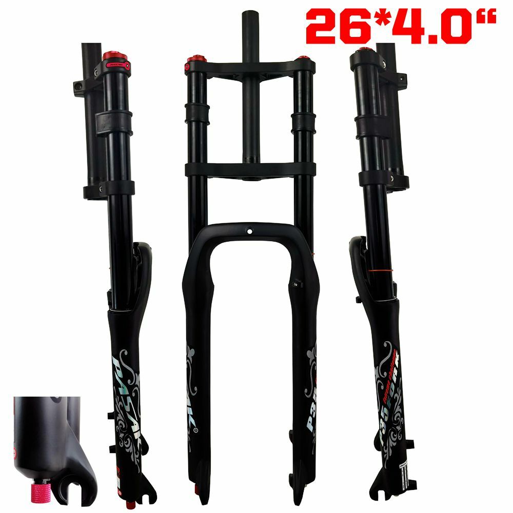 Fat Bike Fork Double Shoulder 26*4.0″ Air Forks Snow MTB Bicycle Mountain 135mm