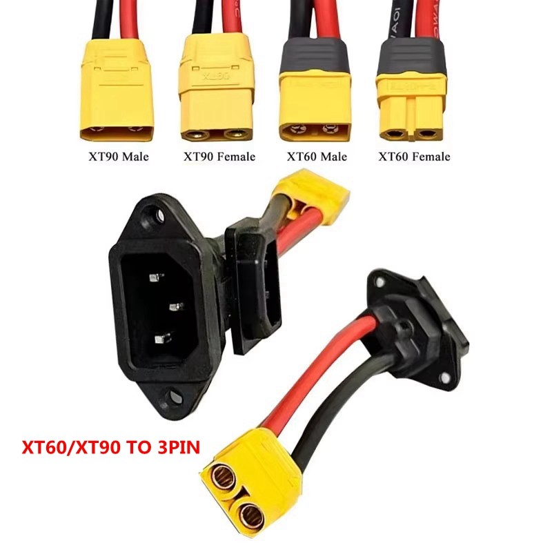 XT60/XT90 to C14 3pin Power Socket Wire 10AWG Male Female E-bike Charging Cable