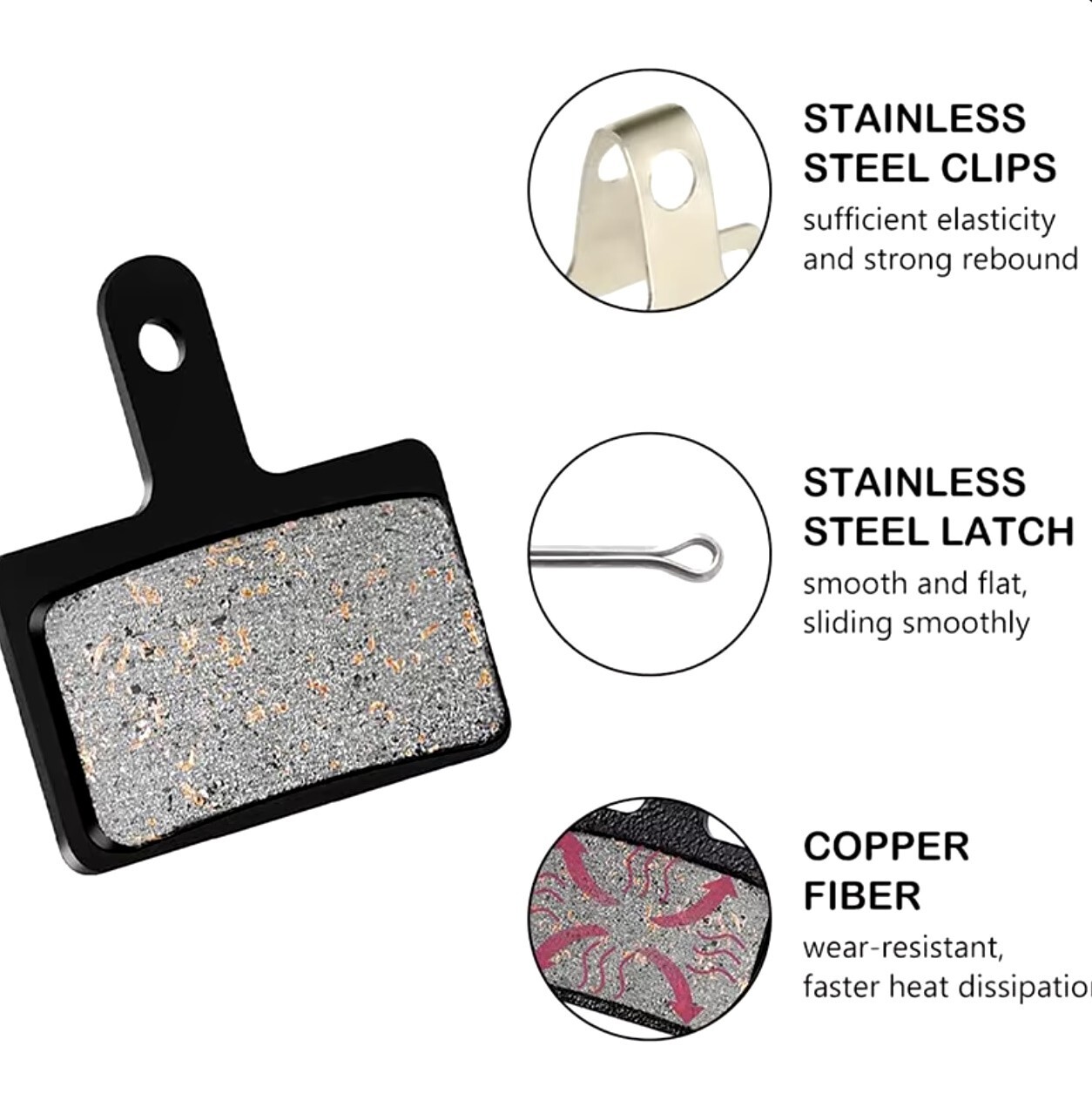 2 Pairs MTB Bike Hydraulic Disc Brake Pads for Shimano, SRAM, & More, Durable