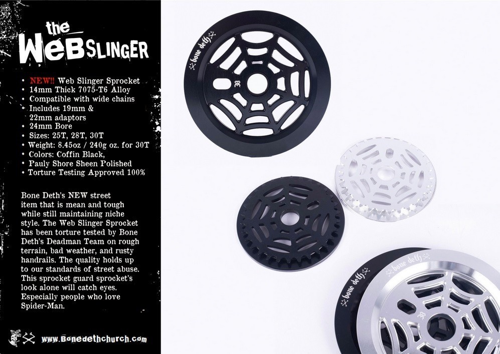 BONE DETH WEBSLINGER BMX BIKE SPROCKET + GUARD 7075 ALLOY 30t SUBROSA SILVER NEW