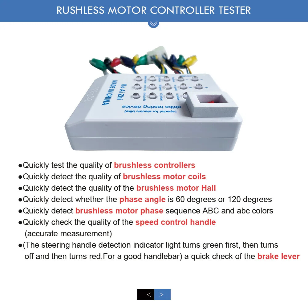 Portable Electric Bicycle Brushless Motor Controller Tester 24V/36V/48V/60V/72V