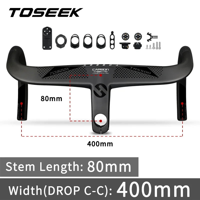 Bicycle Drop Bar Carbon Integrated Handlebar 28.6mm with Bike Computer Holder
