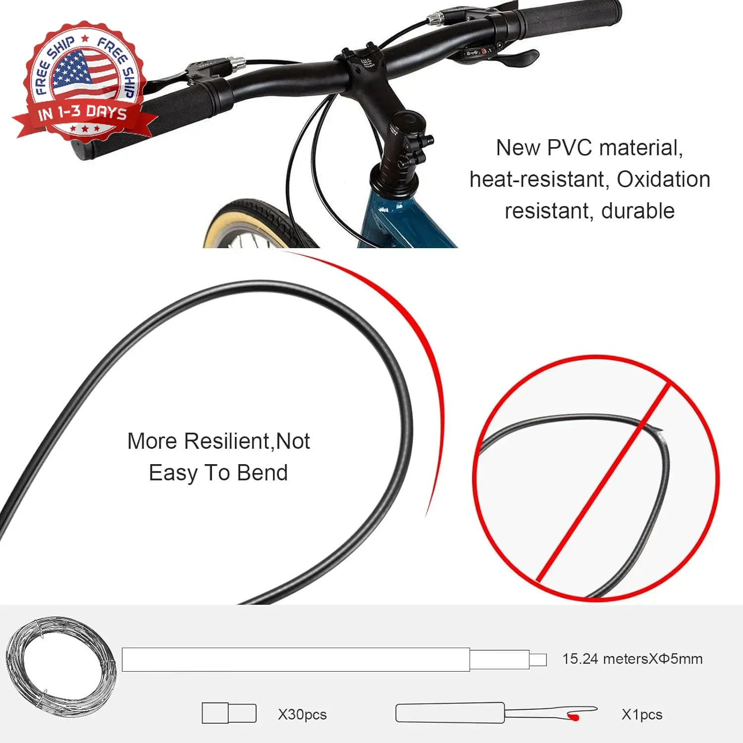Brake Cable Housing, 5mm x 50ft Bicycle/Bike Lined Brake Cable Housing,Bicycle B