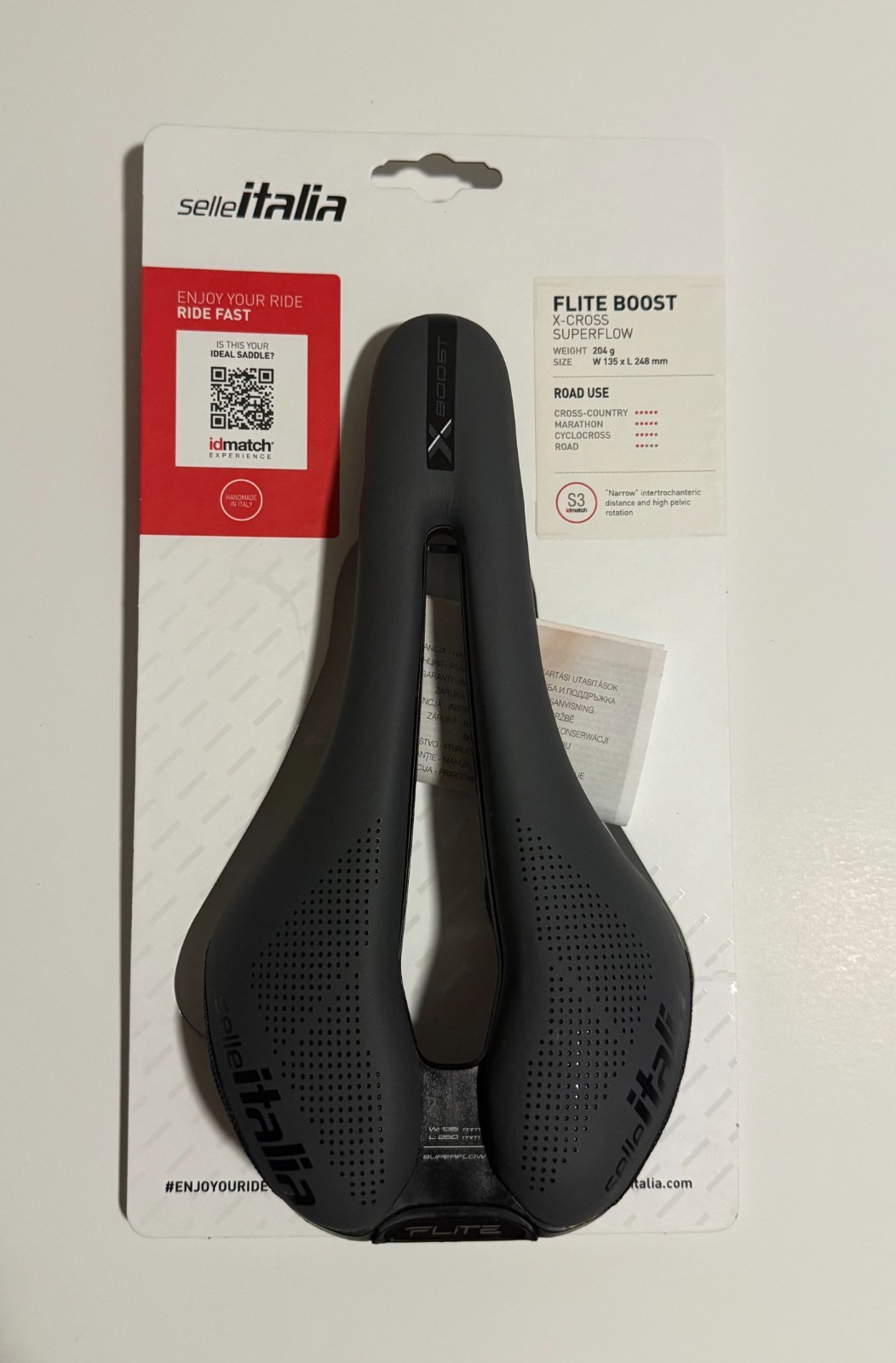 NEW Selle Italia Flite Boost X-Cross Superflow Saddle – S3 135mm – Gray/Black