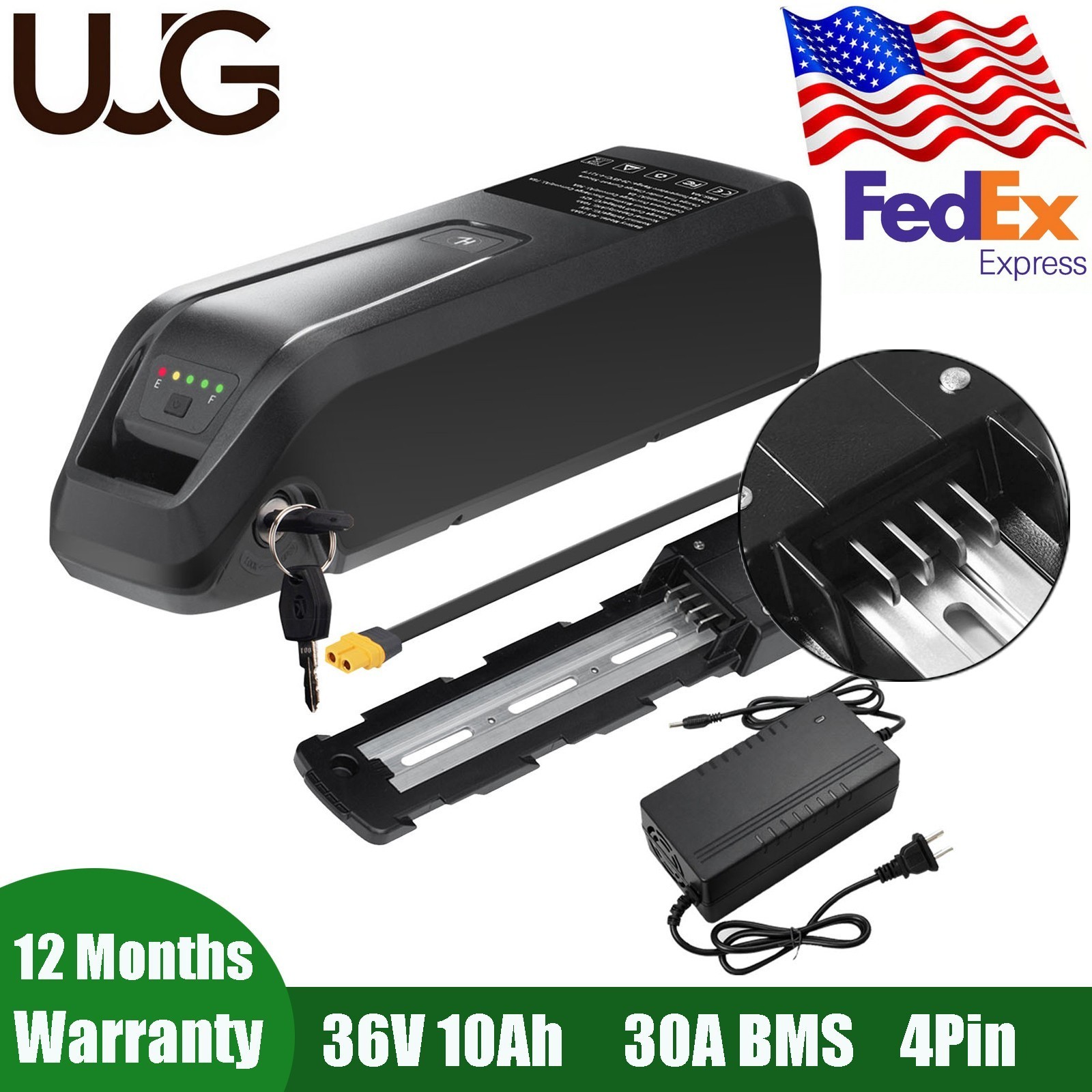 UUG 48V/52V/36V Ebike Battery 15Ah/10Ah/20Ah for Electric Lithium Bike Battery