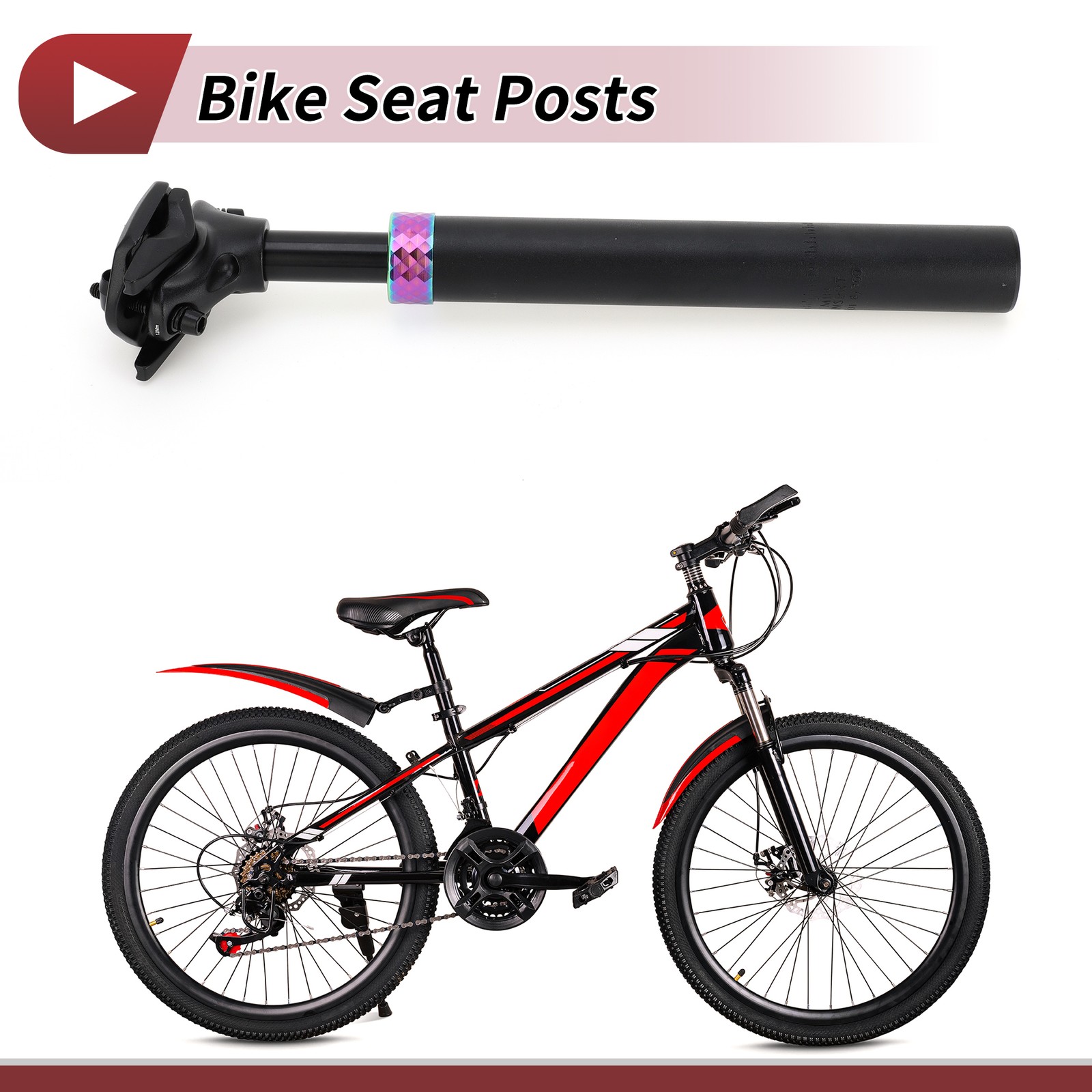 Bike Seat Posts 31.6x300mm Suspension Shock Absorber Black Assorted Color