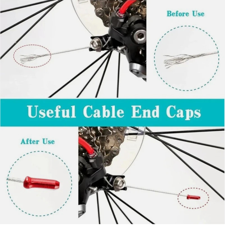 New 50 Pcs Aluminum Bike Bicycle Shifter Brake Cable Tips Caps Ends Crimps