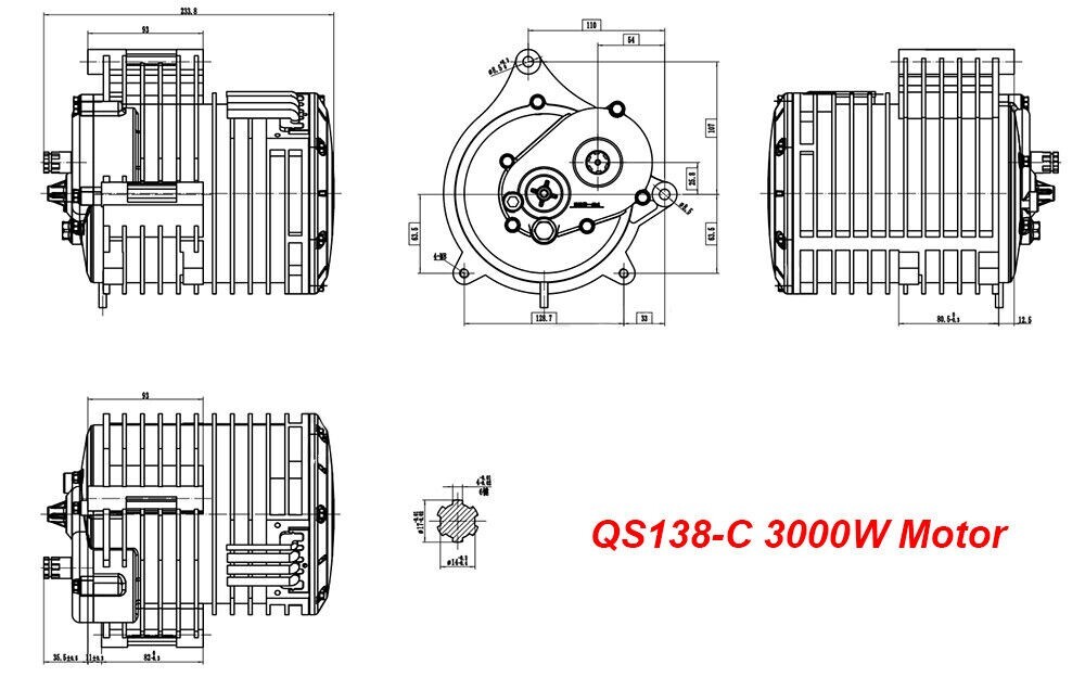 QS138-C 70H 3000W V3 Mid Drive Motor with Internal Gear Box 1:2.35 Ratio