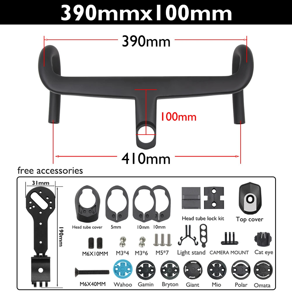 Carbon Grave Integrated Road Handlebar for C68/V5Rs/V4Rs 370-430mm with Mount