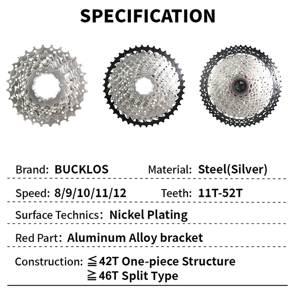 8/9/10/11/12 Speed 11-52T Bike Cassette 116/126 Links Chain for Shimano SRAM KMC