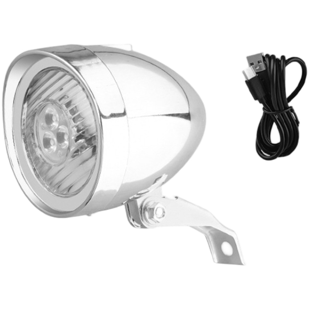 Waterproof USB Bicycle Headlight 3 LED Front Light with Adjustable Bracket