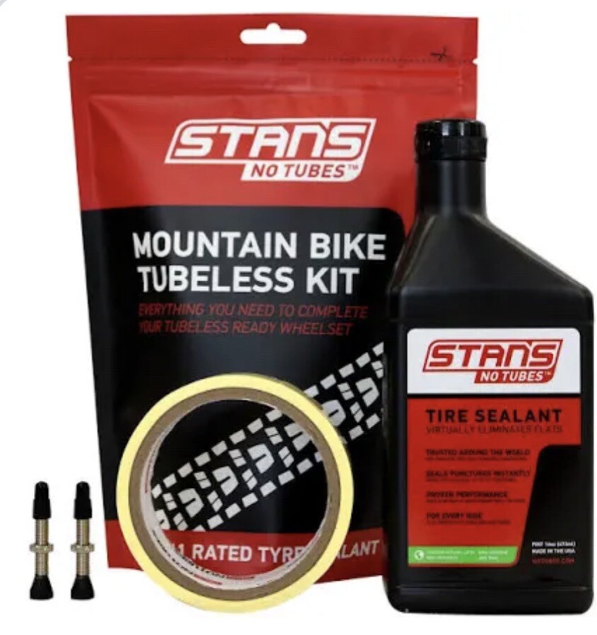Stans No Tubes Bike Rim Tape Tubeless Kit 44mm Valve Stems 33mm X 10 yd Tape MTB