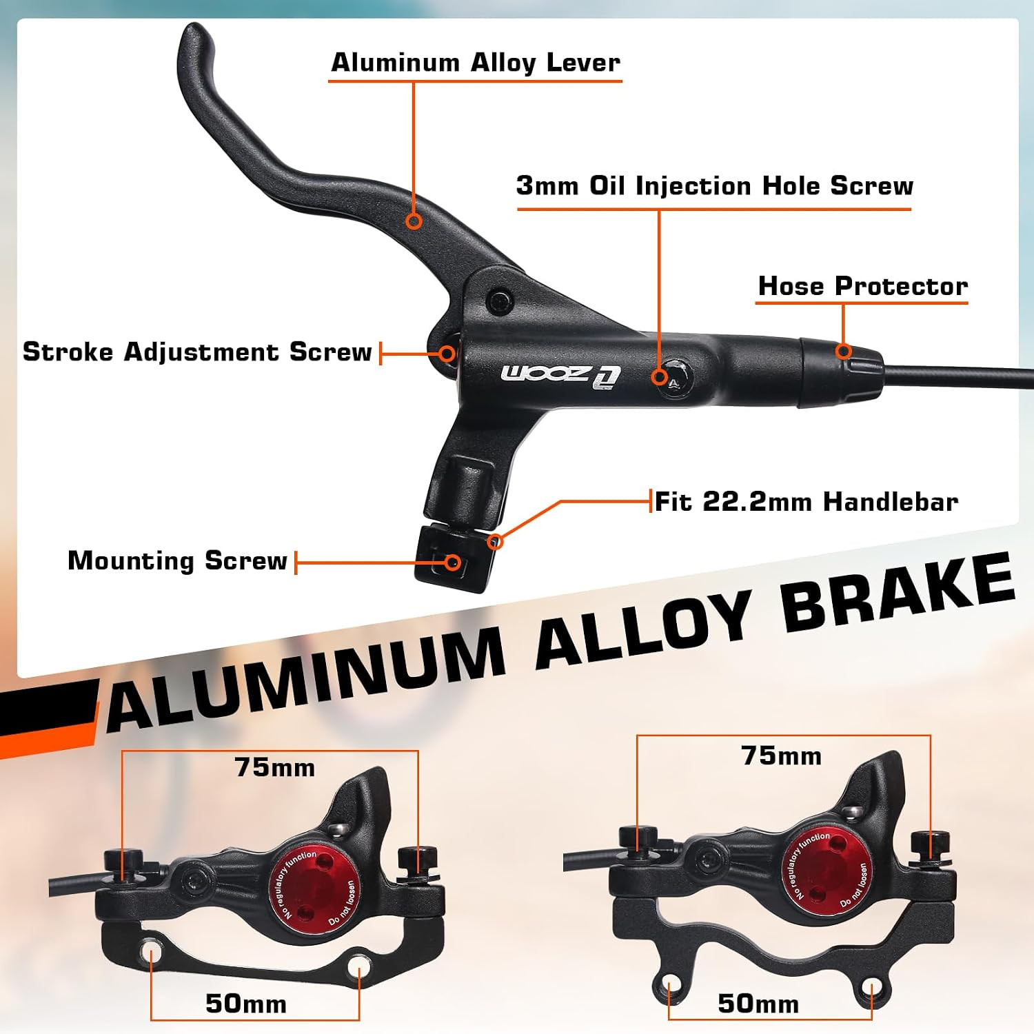 MTB Hydraulic Disc Brakes, Mountain Bike Left Front 800Mm Right Rear 14