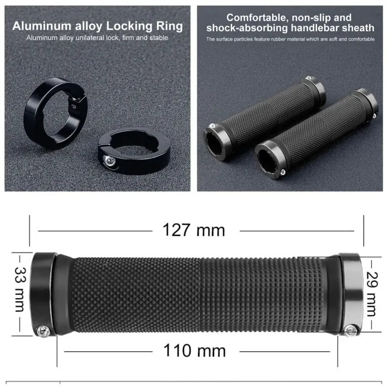 1 pair Non-Slip Bicycle Handlebar Grips Double Lock Alloy Rubber Bike Grips
