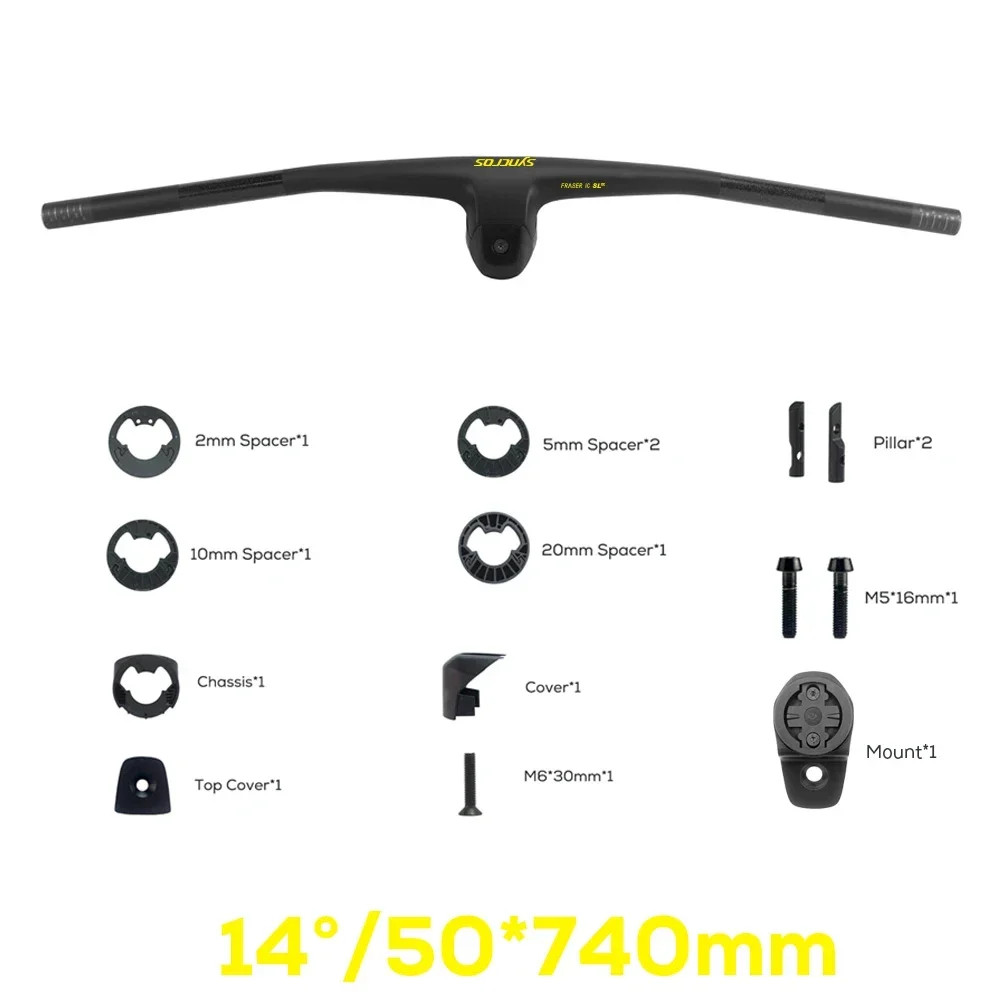 -9°/-10°/-12°/-14° Carbon Integrated mountain bike Handlebar 60mm With Mount