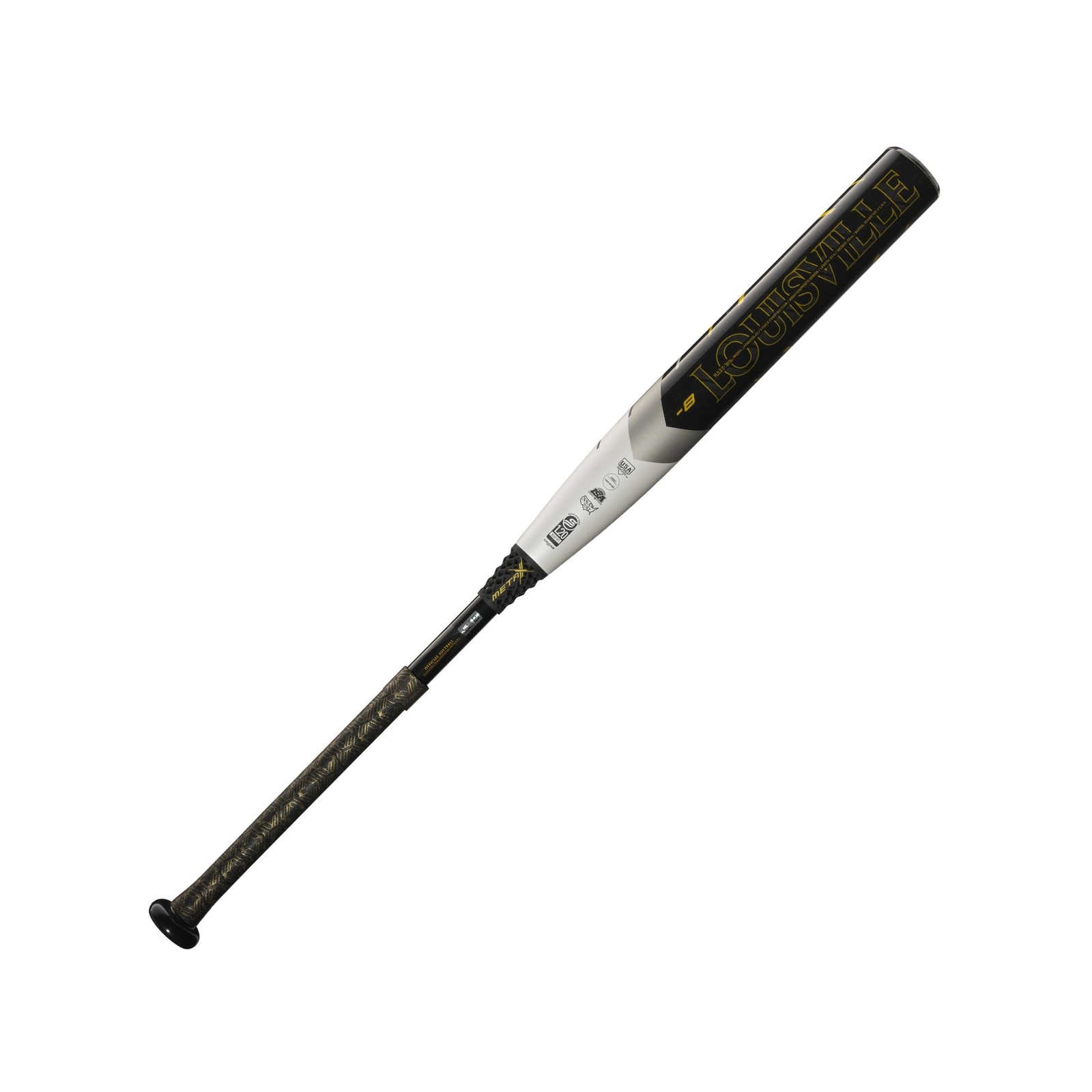 Louisville Slugger 2024 Meta Fastpitch Bats: -8 Drop 34″/26 oz Black/White/Gold