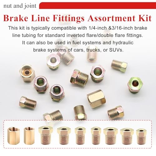 3/16″ & 1/4″ Brake Line Fittings Assortment Kit,3/8 Inch-24 87PCS-3/16“&1/4”