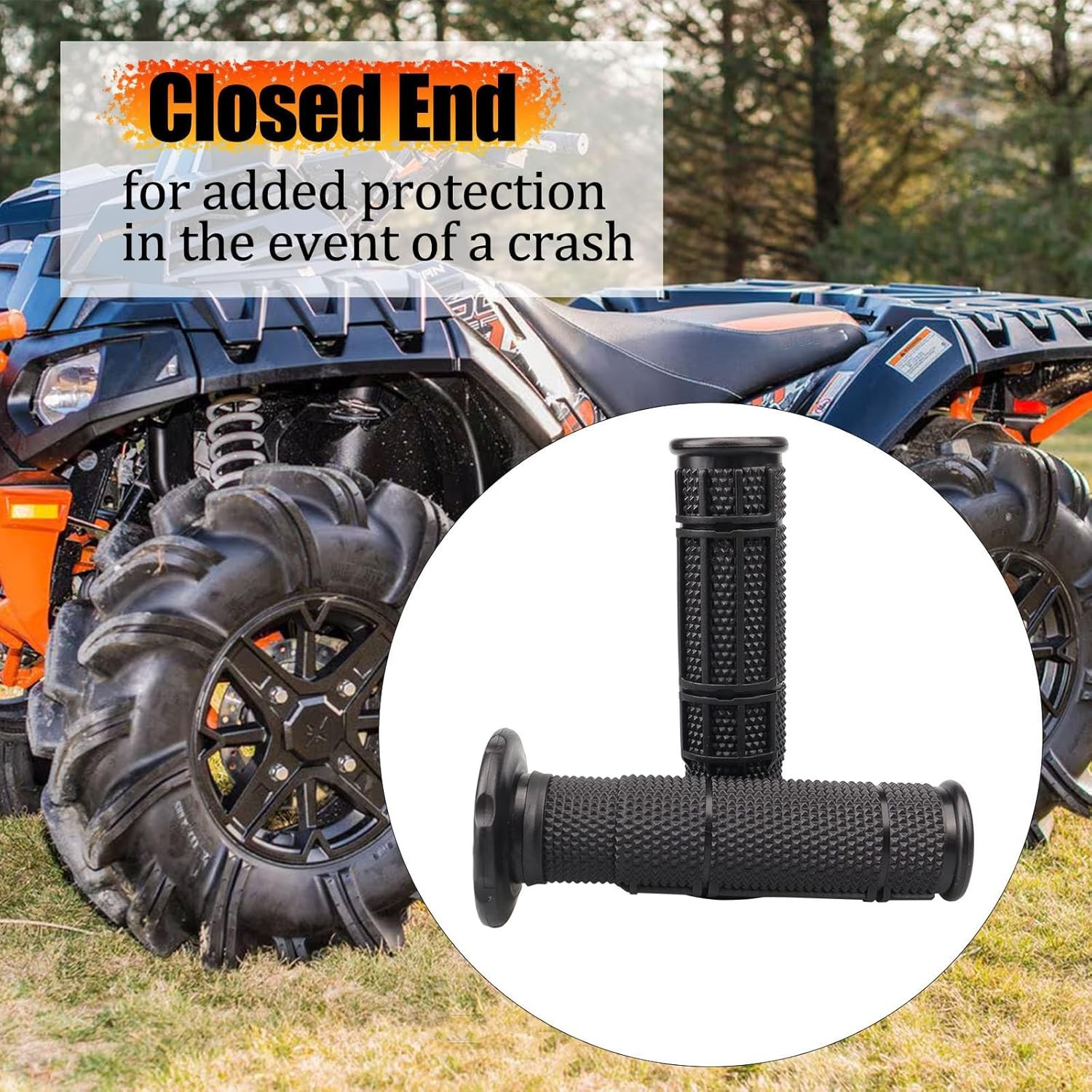 7/8» ATV Grips Upgrade Universal Handlebar Grips Soft Rubber Thum Color: Blue