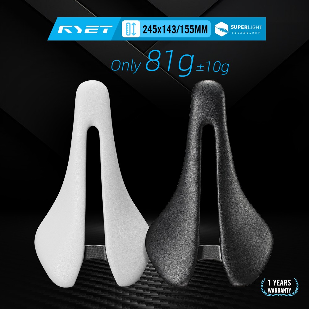 RYET Carbon Bike Saddle 81g/87g Leather Surface Road, MTB & Gravel Racing Seat