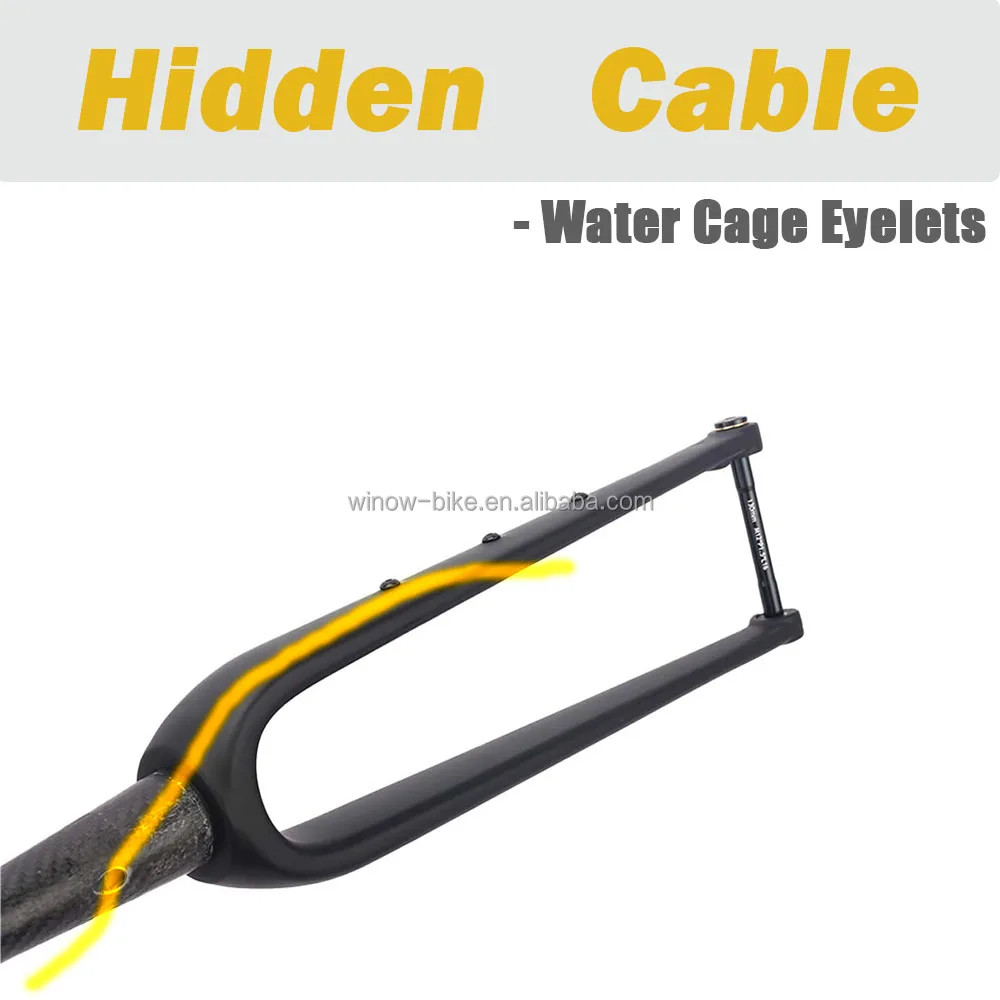 Carbon Gravel Road Bike Fork 700C 100*12mm Thru Axle Tapered Tube Disc Brake
