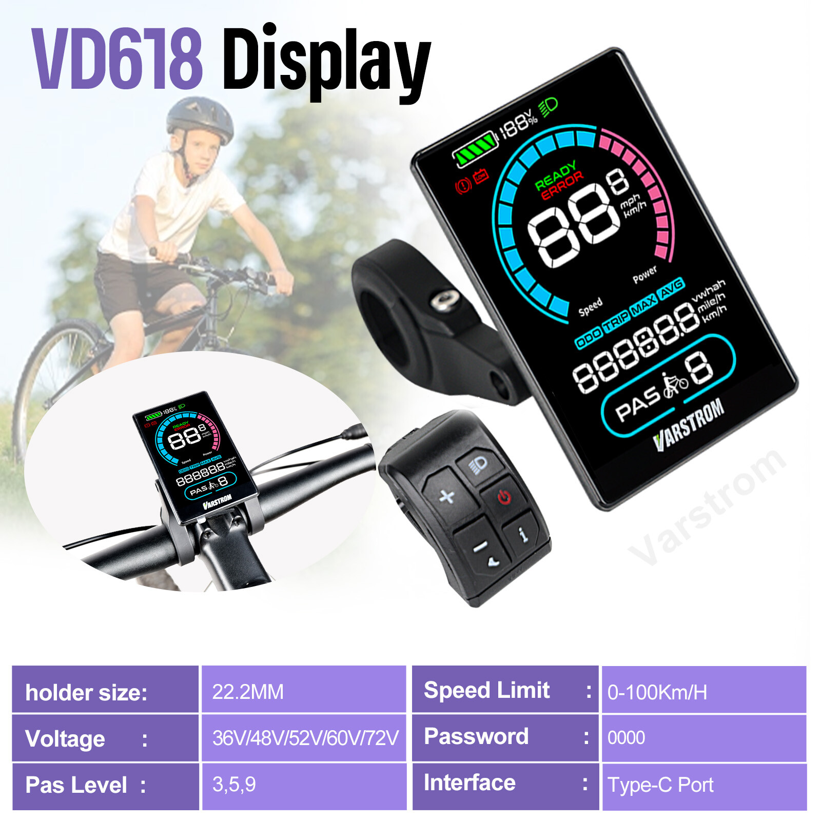 VD618 Display CAN Protocol For Bafang Mid Motor BBS01 BBS02 BBS-HD Speedometer
