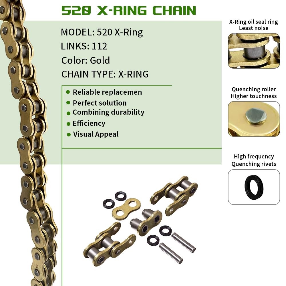 Gold 520 X-Ring Chain 112 Links – UniversalEnhanced Durability & 112