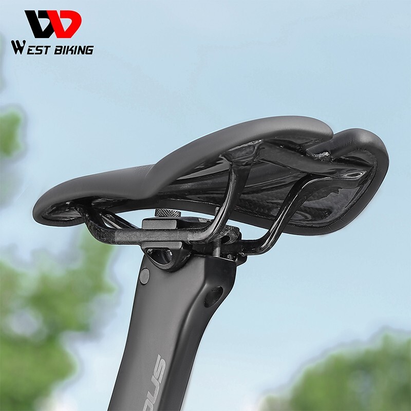 WEST BIKING Carbon Fiber Bicycle Saddle Hollow Short Nose Road Bike Seat Saddle