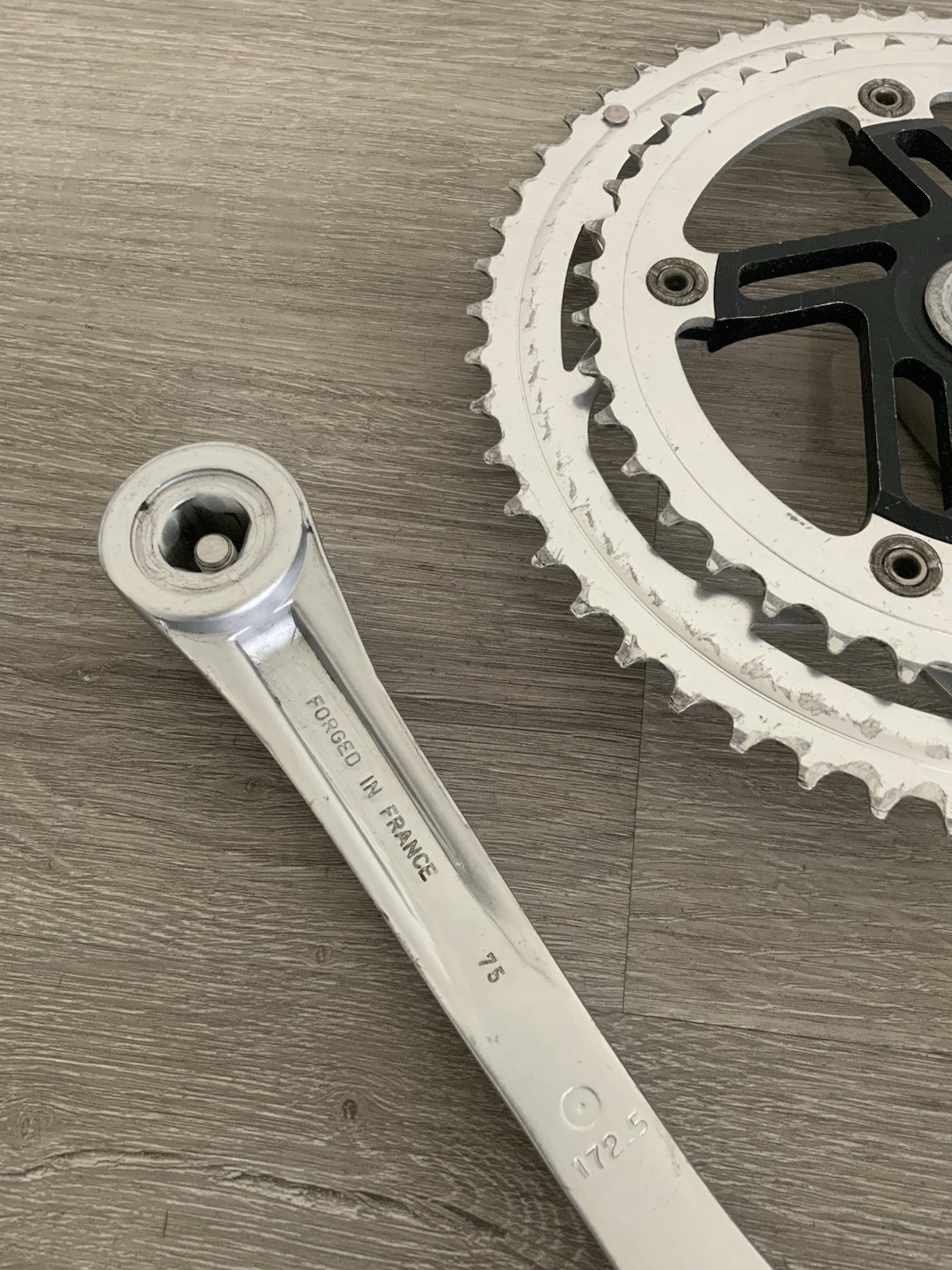 STRONGLIGHT IRONLIGHT CRANKSET DOUBLE 172.5 MM ARMS 52-42 TOOTH 6, 7, OR 8 SPEED