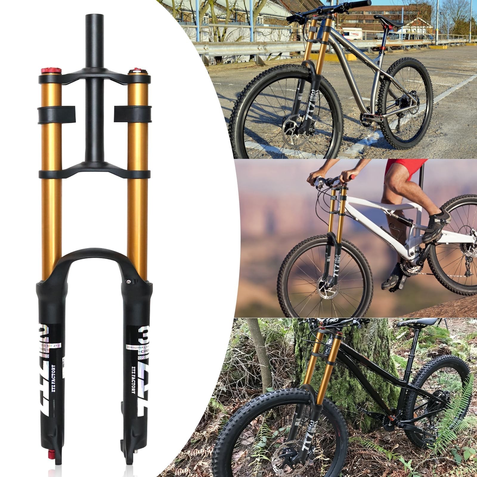 ZTZ 26/27.5/29 inch Mountain Bike Air Suspension Fork,Rebound Adjustment,180m…