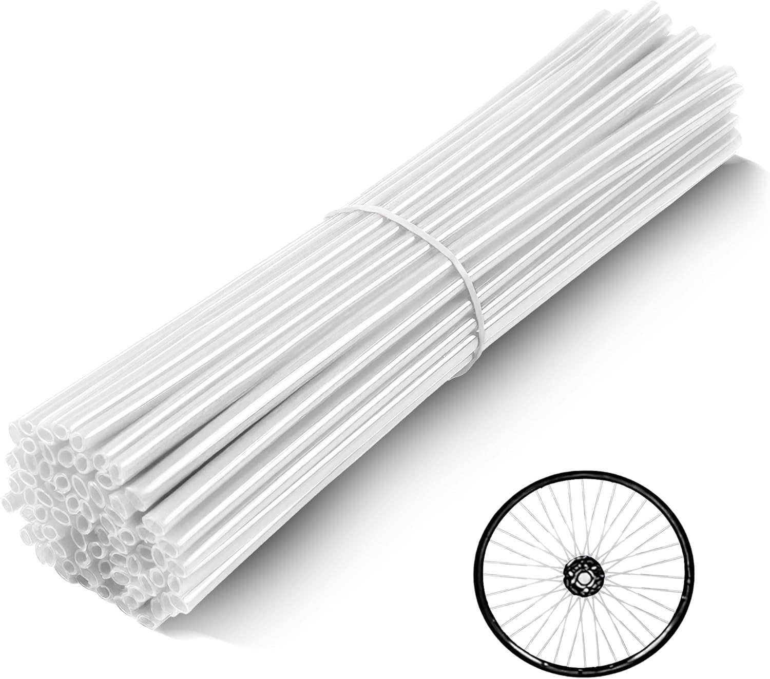 Universal Bike Spoke Covers – 72Pcs Motorcycle Wheel Wraps Pipe white