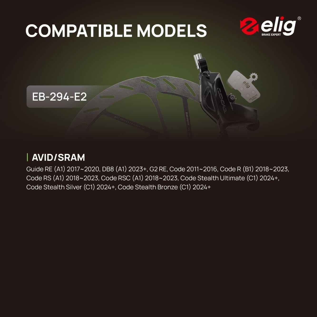 ELIG Bike Disc Brake Pads for Avid Sram Code 2011+, Code R (B1), Code RS (A1), C