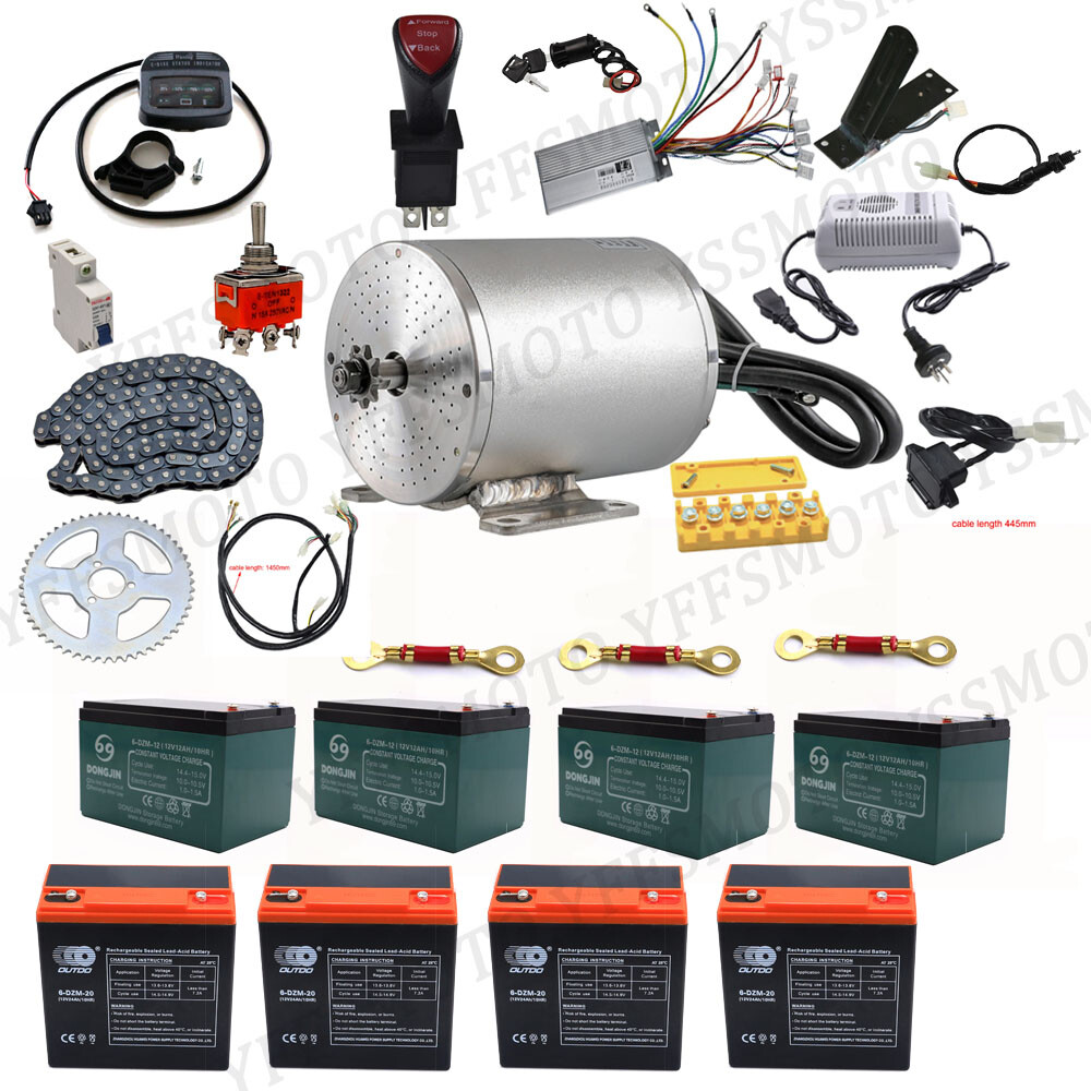 Brushless Motor Kit Batteries Sprocket Scooter ATV Quad E-bike Go kart 48V 1800W