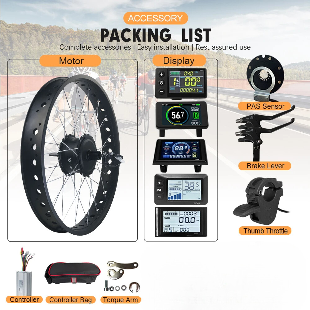 48V 750W 4.0Tire Snow E-bike Fat Ear Brushless Gear Hub Motor Wheel 20/24/26in