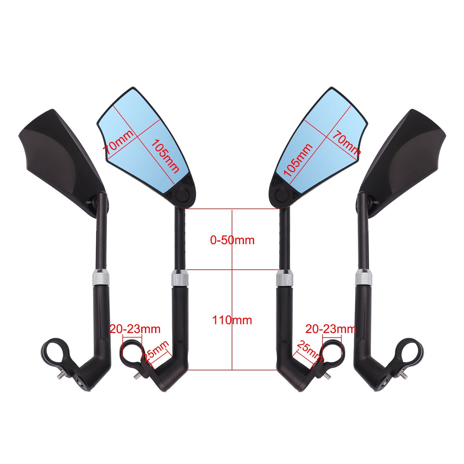 Retractable Mountain Bike Mirrors with Safety Features and Adjustability