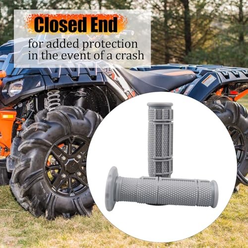 7/8» ATV Grips Upgrade Universal Handlebar Grips Soft Rubber Thumb Gray