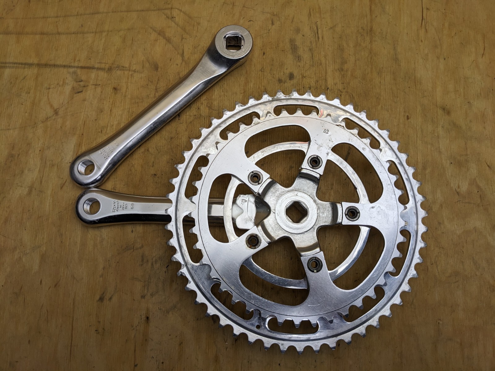 Vintage Stronglight 100 LX 170mm Drive Side Crank Arm Double 86 BCD 9/16 Pedal