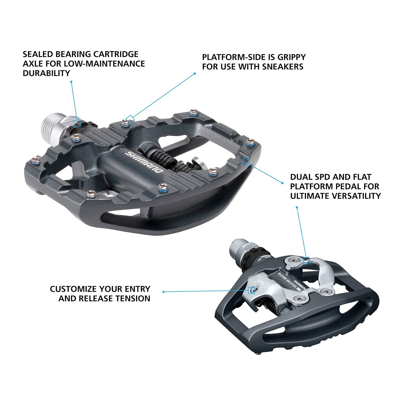 SHIMANO PD-EH500 SPD & Flat Dual Sided Bike Pedal for Indoor Cycling & Urban …