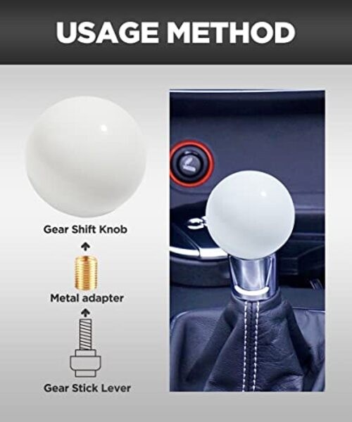 Shift Knob Manual Gear,Round Shift Knob Acrylic Gear Shift Knob,4 5 6 White