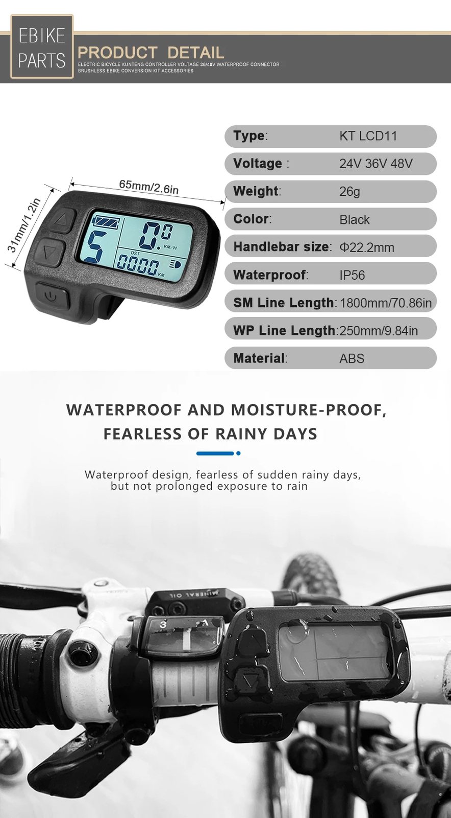 KT-50A E-bike Brushless Controller 48V-90V for 2000W 3000W Hub Motor KT Display