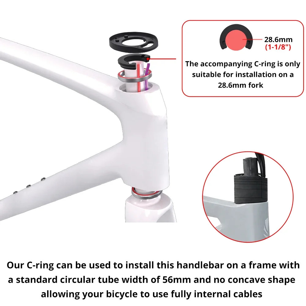 -6° Rise Road Bicycle Carbon Drop Bar Internal Routing Integrated with Mount
