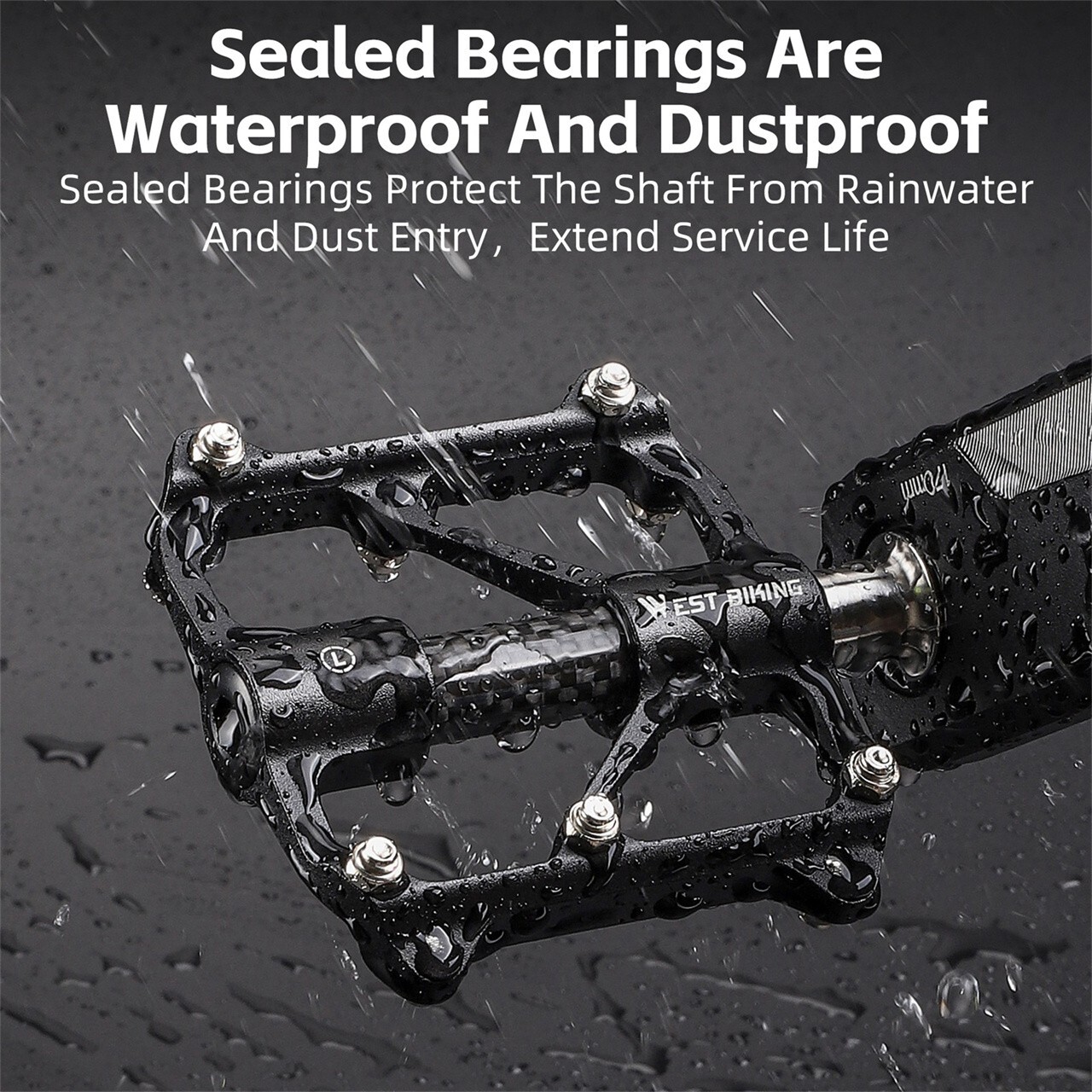 WEST BIKING 3 Bearings Bike Pedals Titanuim Axle Carbon Cover Bicycle Pedals